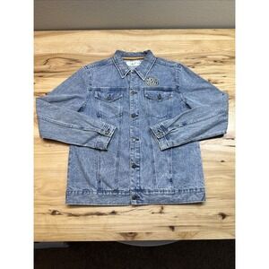 Mickey Mouse Denim Jean Jacket Adult Size Medium Disney Leader Of The Club